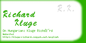 richard kluge business card